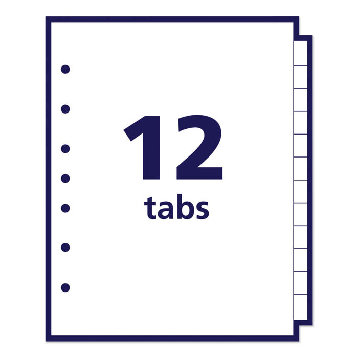 Preprinted Tab Dividers, 12-Tab, 8.5 x 5 1/2