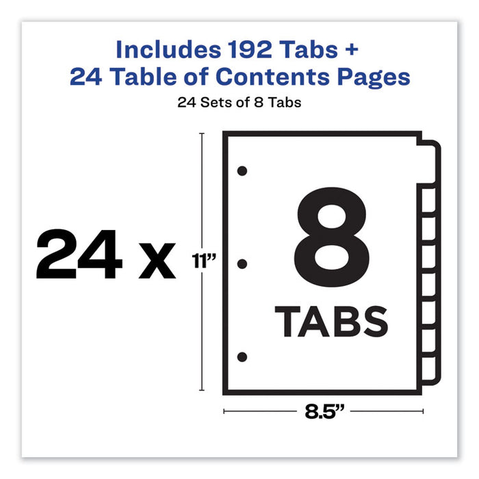 Customizable TOC Ready Index Multicolor Dividers, 8-Tab, Letter, 24 Sets