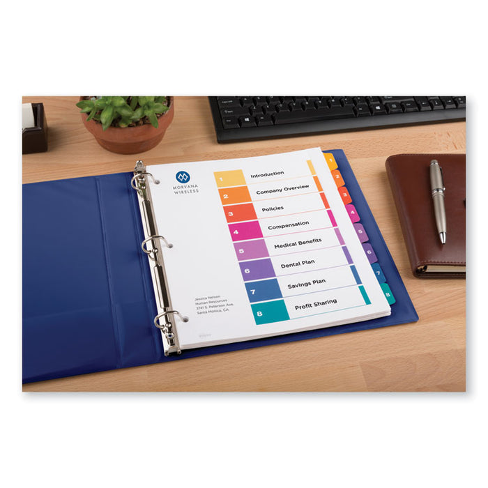 Customizable TOC Ready Index Multicolor Dividers, 8-Tab, Letter