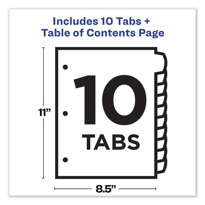 Customizable TOC Ready Index Multicolor Dividers, 1-10, Letter