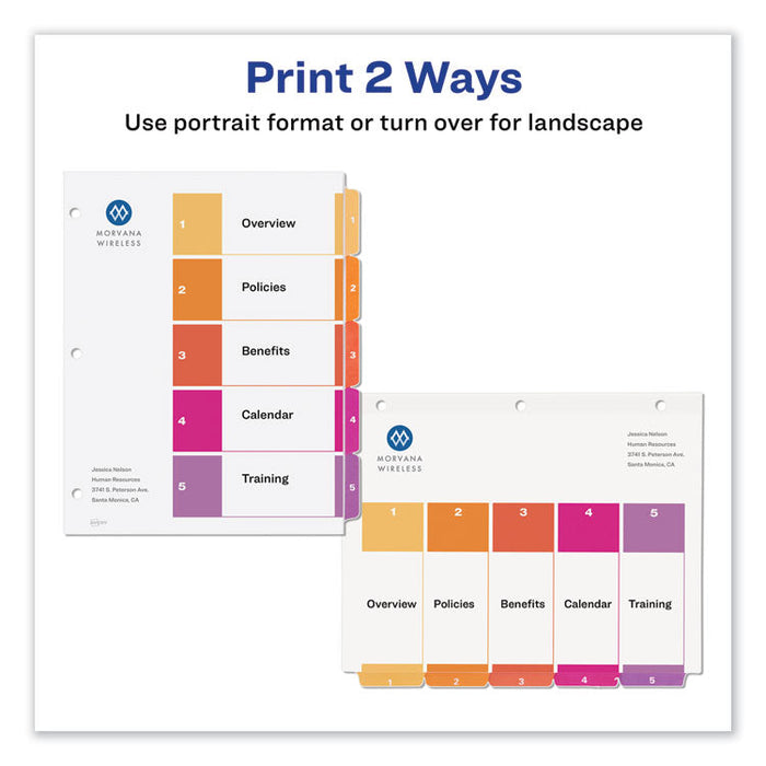 Customizable TOC Ready Index Multicolor Dividers, 5-Tab, Letter, 24 Sets