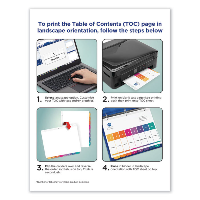 Customizable Table of Contents Ready Index Dividers with Multicolor Tabs, 10-Tab, 1 to 10, 11 x 8.5, White, 3 Sets