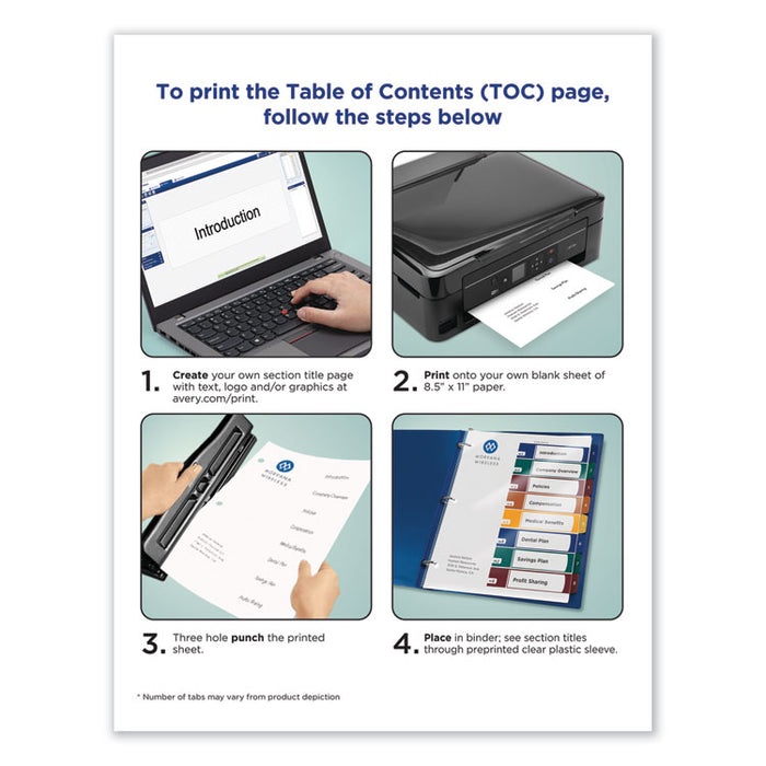 Ready Index Customizable Table of Contents, Asst Dividers, 8-Tab, Ltr, 6 Sets