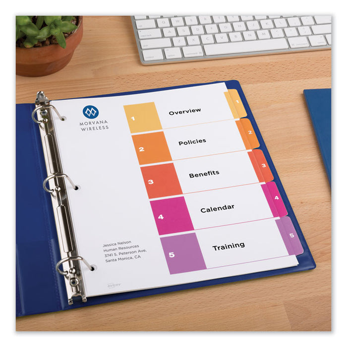 Customizable TOC Ready Index Multicolor Dividers, 5-Tab, Letter