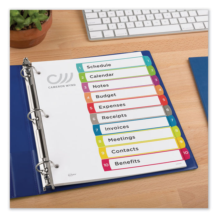 Customizable TOC Ready Index Multicolor Dividers, 1-10, Letter