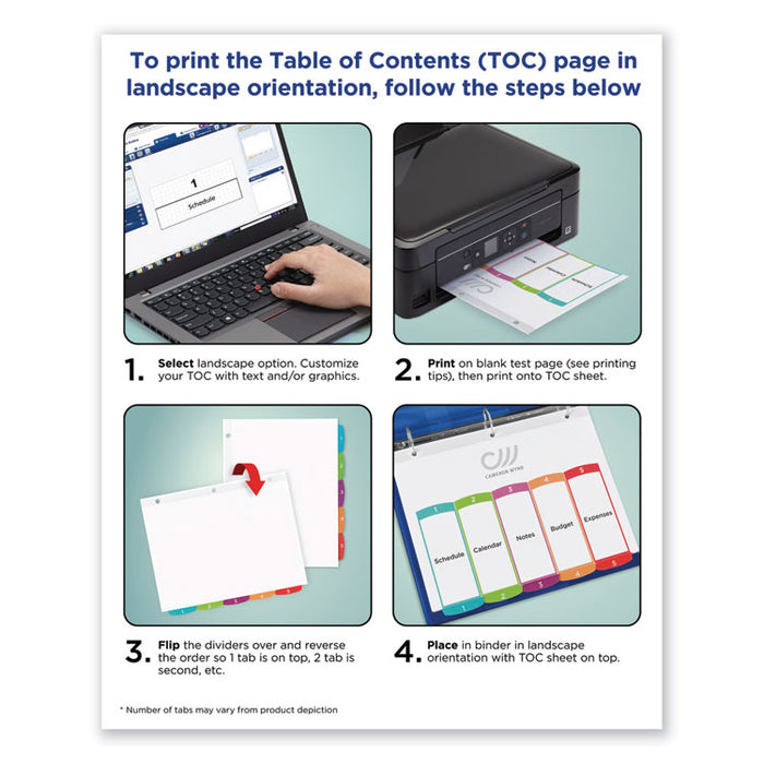 Customizable TOC Ready Index Multicolor Dividers, 1-10, Letter