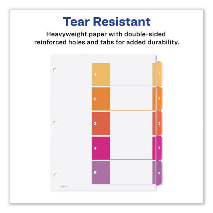 Customizable TOC Ready Index Multicolor Dividers, 5-Tab, Letter, 24 Sets