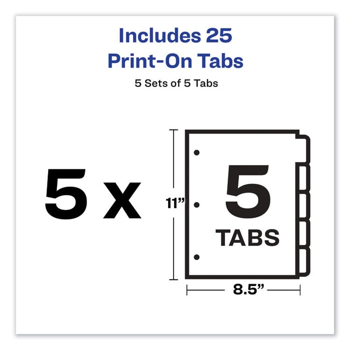 Customizable Print-On Dividers, 5-Tab, Letter, 5 Sets