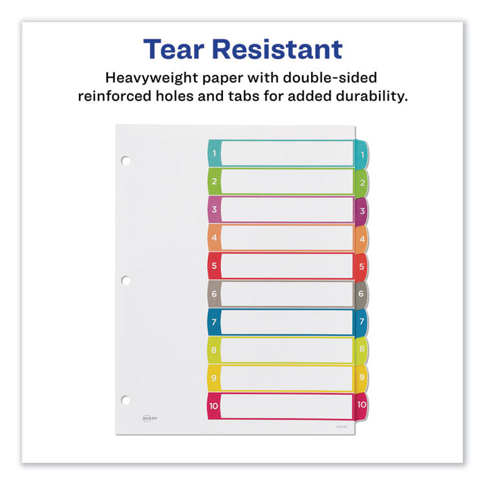 Customizable TOC Ready Index Multicolor Dividers, 1-10, Letter