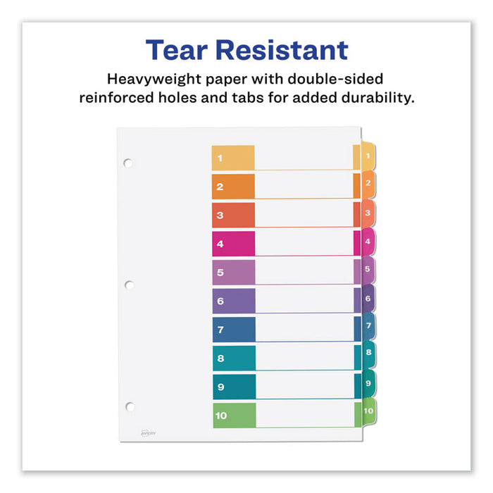 Customizable Table of Contents Ready Index Dividers with Multicolor Tabs, 10-Tab, 1 to 10, 11 x 8.5, White, 3 Sets