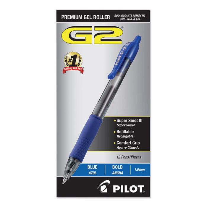 G2 Premium Gel Pen, Retractable, Bold 1 mm, Blue Ink, Smoke Barrel, Dozen