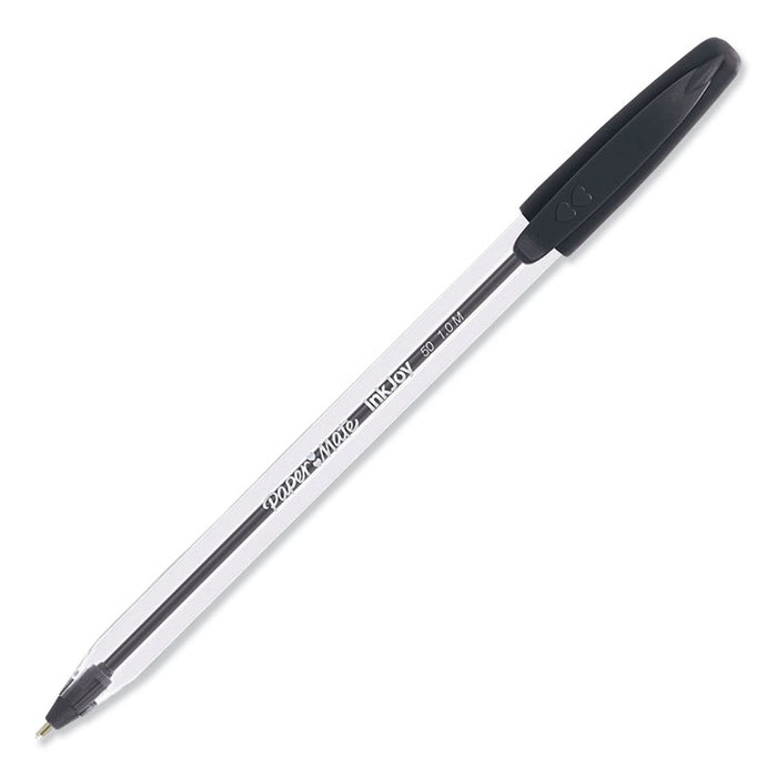 InkJoy 50ST Stick Ballpoint Pen, 1mm, Black Ink, White/Black Barrel, 60/Pack