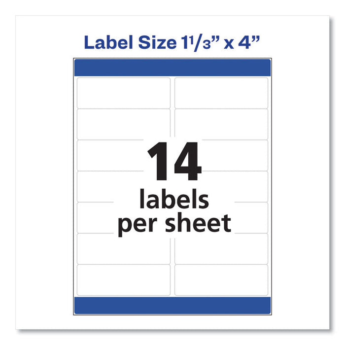 Easy Peel White Address Labels w/ Sure Feed Technology, Laser Printers, 1.33 x 4, White, 14/Sheet, 250 Sheets/Box