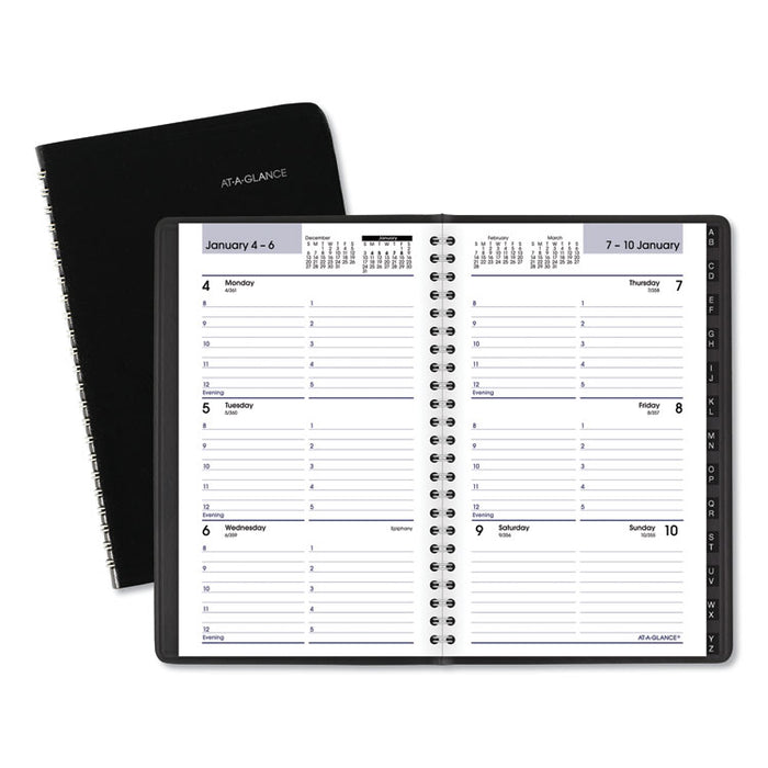 Block Format Weekly Appointment Book w/Contacts Section, 8 x 4 7/8, Black, 2020