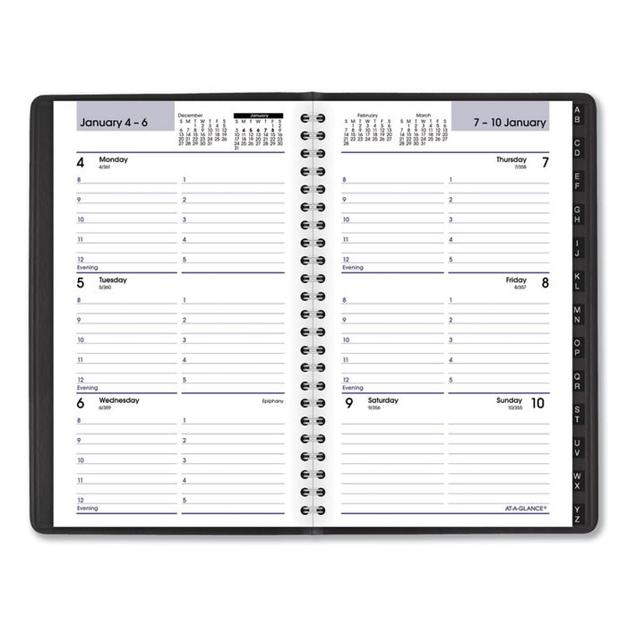 Block Format Weekly Appointment Book w/Contacts Section, 8 x 4 7/8, Black, 2020
