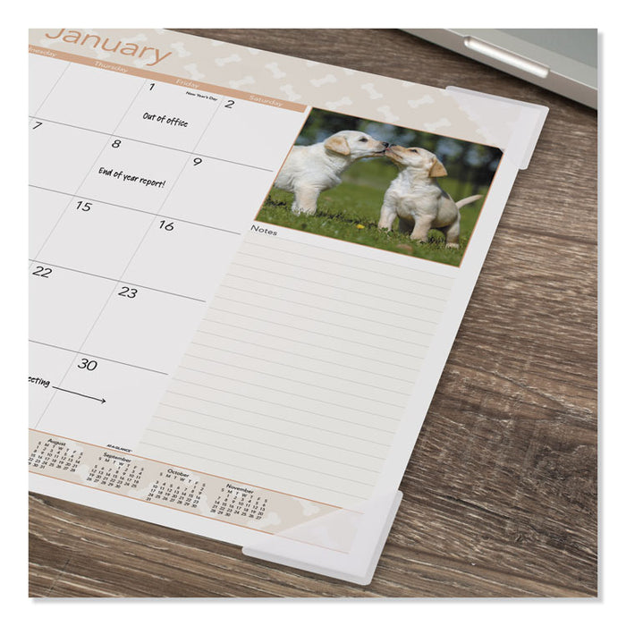 Puppies Monthly Desk Pad Calendar, Puppies Photography, 22 x 17, White Sheets, Clear Corners, 12-Month (Jan to Dec): 2023