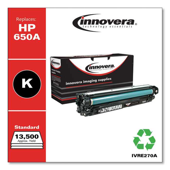 Remanufactured Black Toner Cartridge, Replacement for HP 650A (CE270A), 13,500 Page-Yield