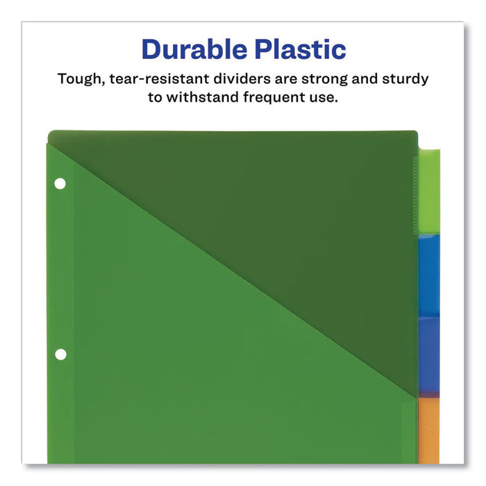 Insertable Big Tab Plastic 2-Pocket Dividers, 5-Tab, 11.13 x 9.25, Assorted, 1 Set