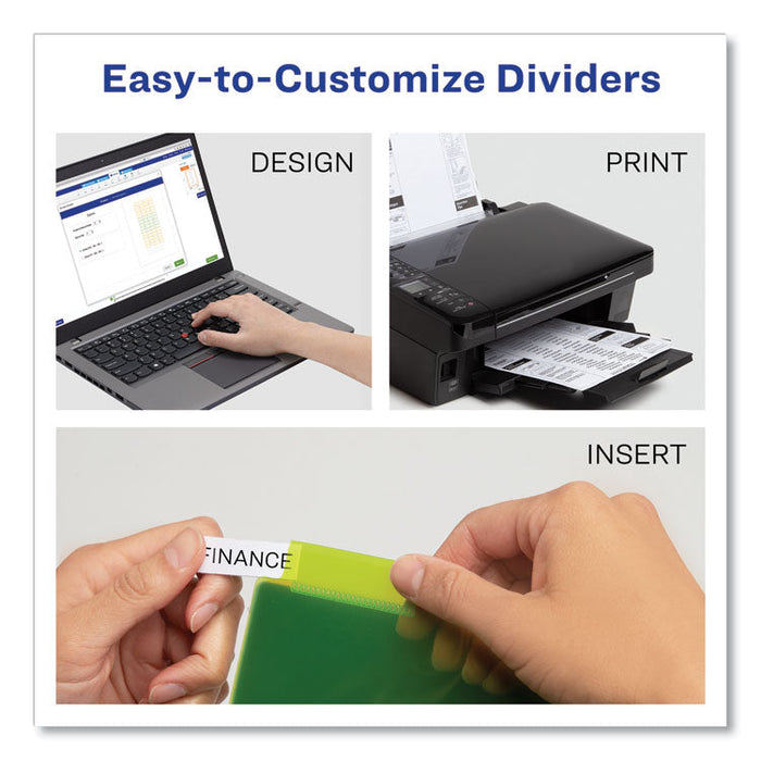 Insertable Big Tab Plastic 2-Pocket Dividers, 8-Tab, 11.13 x 9.25, Assorted, 1 Set