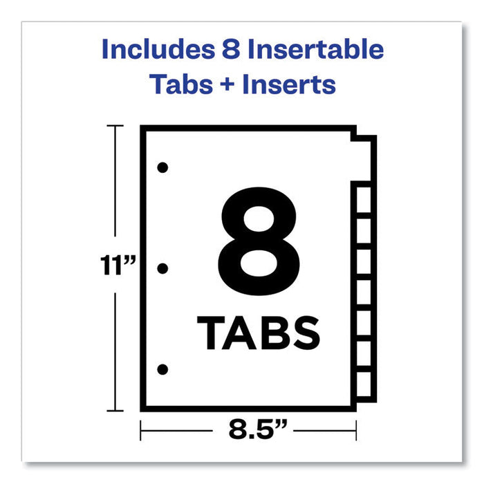 Insertable Big Tab Plastic 1-Pocket Dividers, 8-Tab, 11.13 x 9.25, Assorted, 1 Set