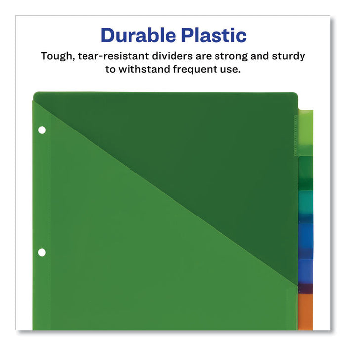 Insertable Big Tab Plastic 2-Pocket Dividers, 8-Tab, 11.13 x 9.25, Assorted, 1 Set