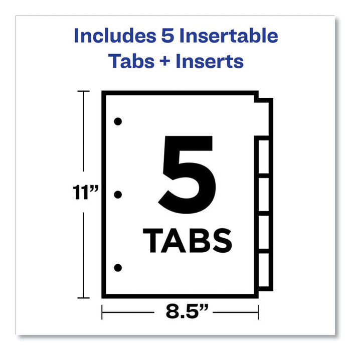 Insertable Big Tab Plastic 2-Pocket Dividers, 5-Tab, 11.13 x 9.25, Assorted, 1 Set