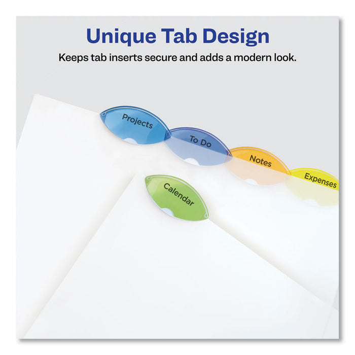 Insertable Style Edge Tab Plastic Dividers, 5-Tab, 11 x 8.5, Translucent, 1 Set