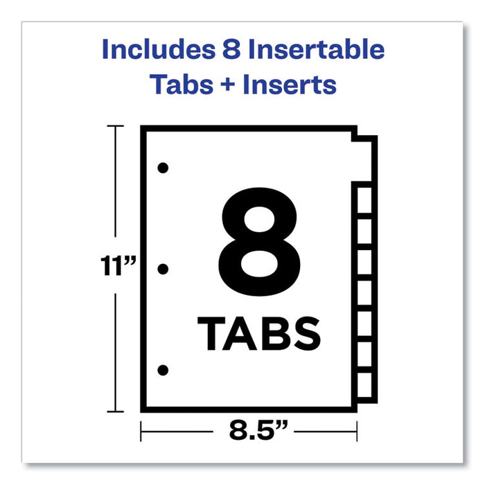 Plastic Insertable Dividers, 8-Tab, Letter