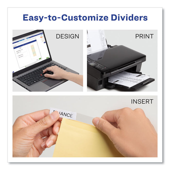 Insertable Standard Tab Dividers, 5-Tab, 8.5 x 5 1/2