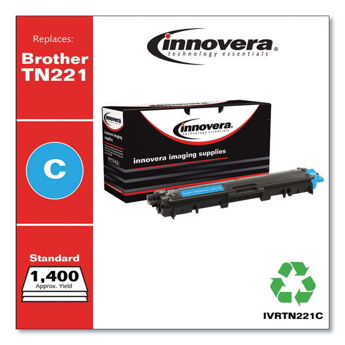 Remanufactured Cyan Toner Cartridge, Replacement for Brother TN221C, 1,400 Page-Yield