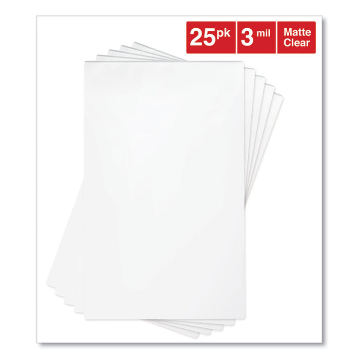 Laminating Pouches, 3 mil, 9" x 14.5", Matte Clear, 25/Pack