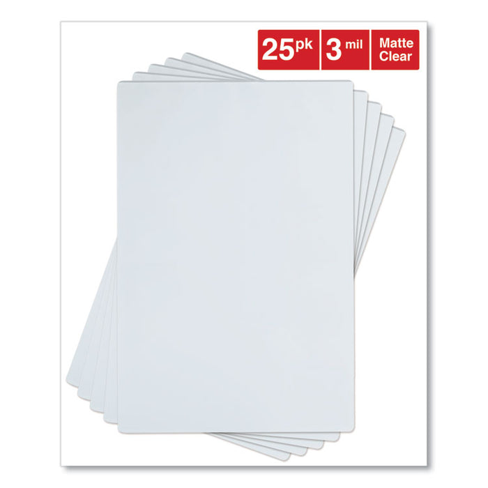 Laminating Pouches, 3 mil, 18" x 12", Matte Clear, 25/Pack