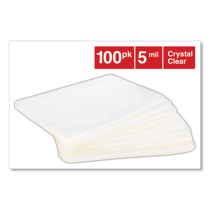 Laminating Pouches, 5 mil, 6.5" x 4.38", Crystal Clear, 100/Box