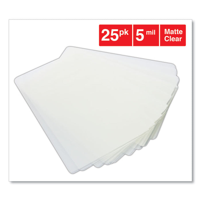 Laminating Pouches, 5 mil, 5.5" x 3.5", Matte Clear, 25/Pack