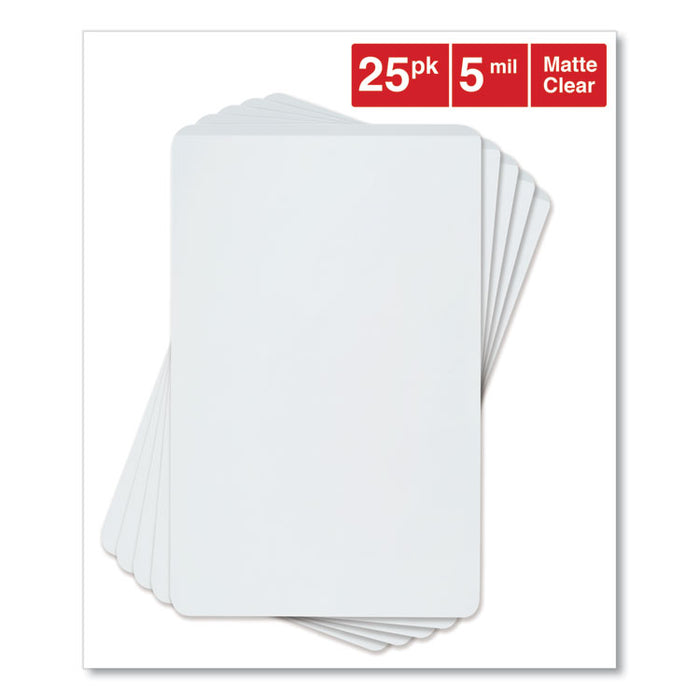 Laminating Pouches, 5 mil, 2.13" x 3.38", Matte Clear, 25/Pack