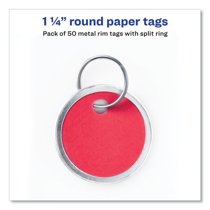 Key Tags with Split Ring, 1 1/4 dia, Assorted Colors, 50/Pack