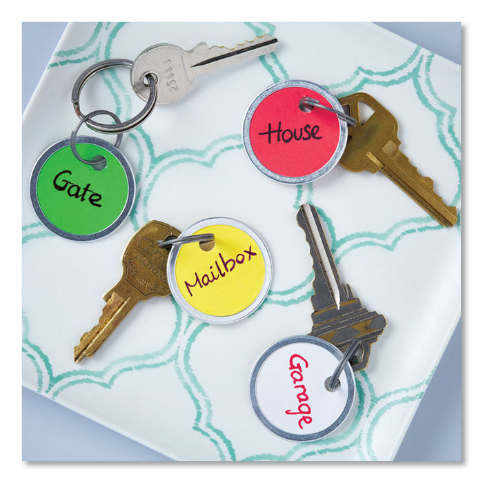 Key Tags with Split Ring, 1 1/4 dia, Assorted Colors, 50/Pack