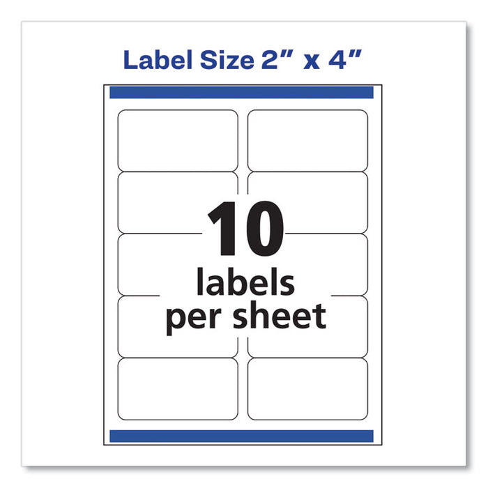 Shipping Labels w/ TrueBlock Technology, Inkjet/Laser Printers, 2 x 4, White, 10/Sheet, 500 Sheets/Carton