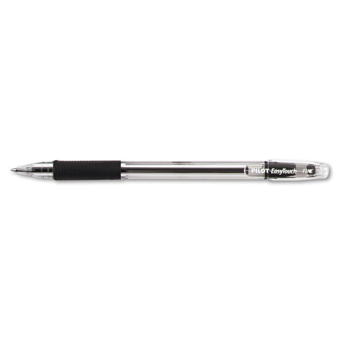 EasyTouch Ballpoint Pen, Stick, Fine 0.7 mm, Black Ink, Clear Barrel, Dozen