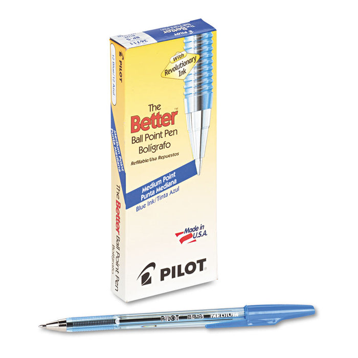 Better Stick Ballpoint Pen, Medium 1mm, Blue Ink, Translucent Blue Barrel, Dozen
