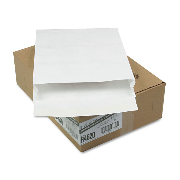 14 lb Tyvek Open End Expansion Mailer Value Pack, #15 1/2, Flip-Stik Flap, Redi-Strip Closure, 12 x 16, White, 100/Carton