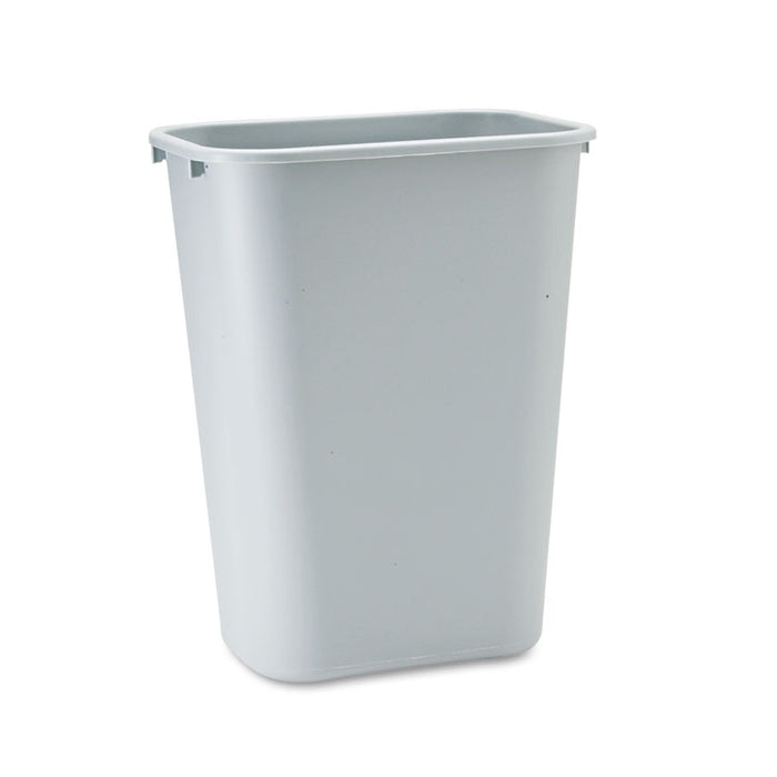 Deskside Plastic Wastebasket, Rectangular, 10.25 gal, Gray