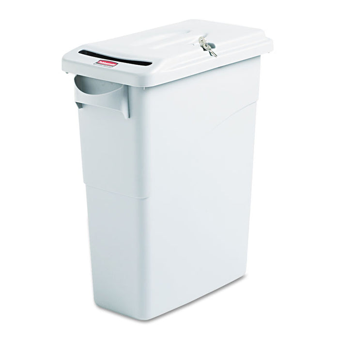 Slim Jim Confidential Document Receptacle with Lid, Rectangle, 15.88 gal, Light Gray