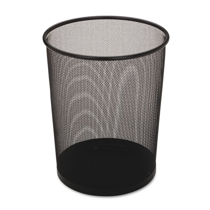 Steel Mesh Wastebasket, Round, 5 gal, Black