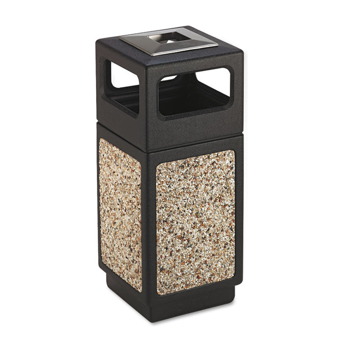 Canmeleon Ash/Trash Receptacle, Square, Aggregate/Polyethylene, 15 gal, Black