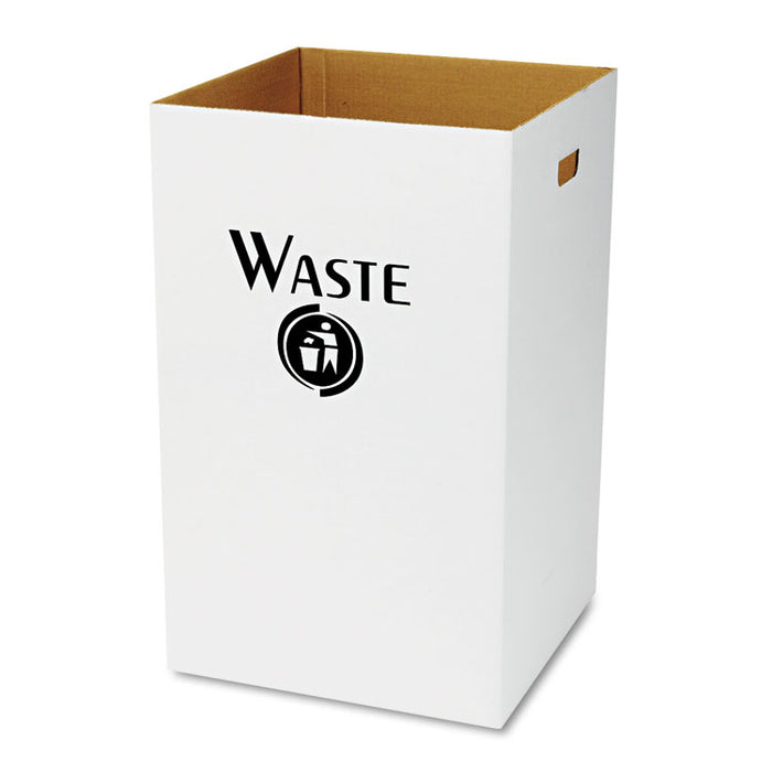 Corrugated Waste Receptacle, Square, 40 gal, White, 12/Carton