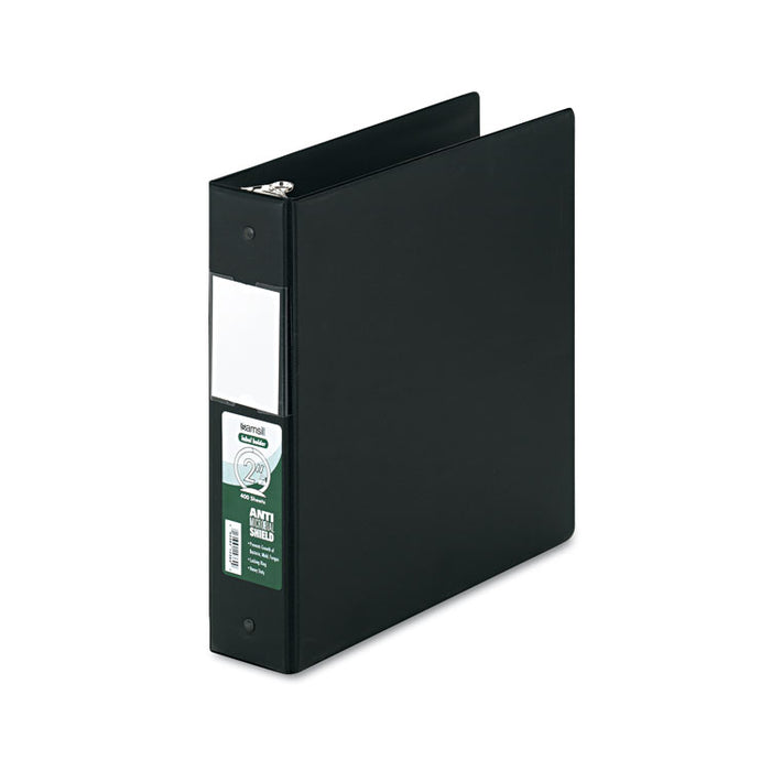 Clean Touch Locking Round Ring Reference Binder Protected w/Antimicrobial Additive, 3 Rings, 2" Capacity, 11 x 8.5, Black