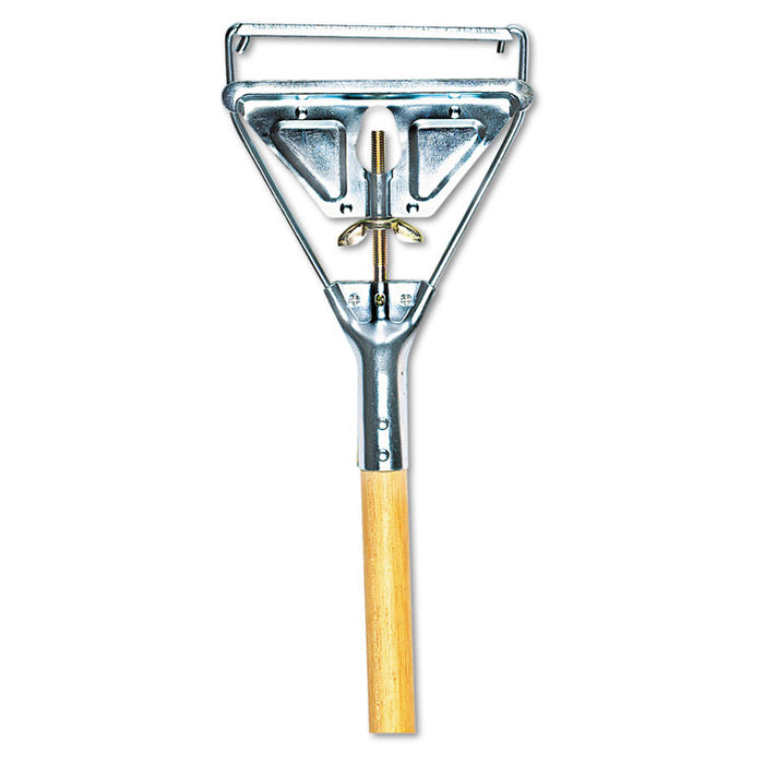 Quick Change Metal Head Mop Handle for No. 20 and Up Heads, 54" Wood Handle