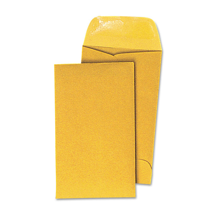 Kraft Coin Envelope, #3, Round Flap, Gummed Closure, 2.5 x 4.25, Light Brown Kraft, 500/Box