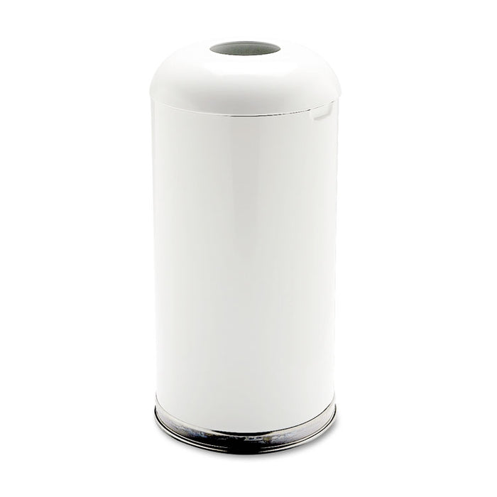 Fire-Resistant Open Top Receptacle, Round, Steel, 15 gal, White